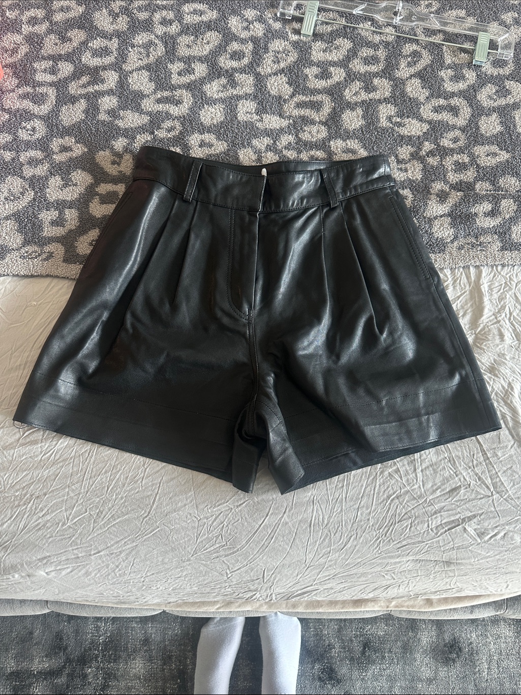 Frame Brand High-Waist Black Real Leather Women’s Shorts